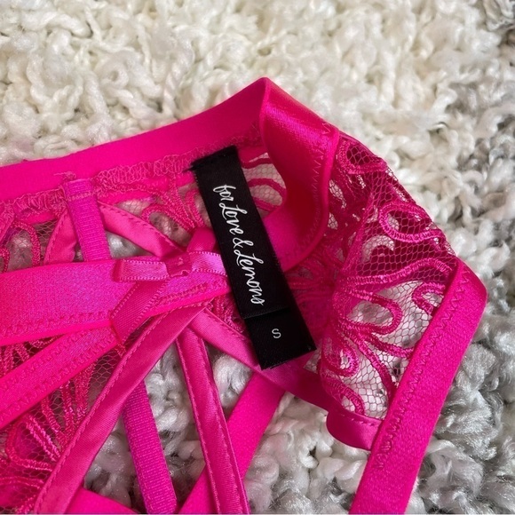 NWOT For Love & Lemons Soutache hot pink lace garter belt small - Picture 6 of 8